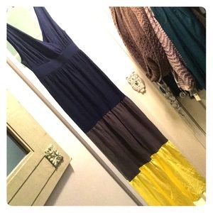 Navy color block maxi dress nwt